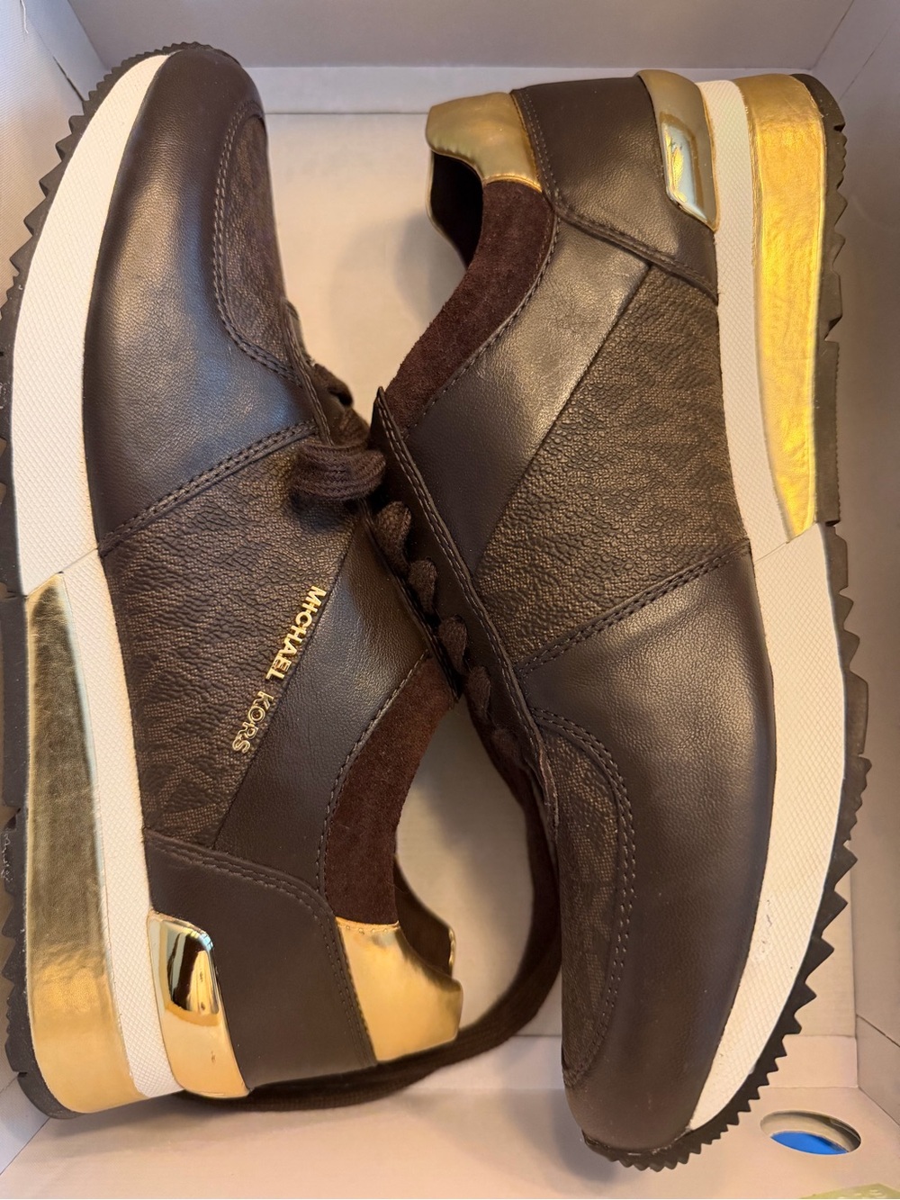 MICHAEL Michael Kors Brown & Gold Women's Low-Top Sneakers